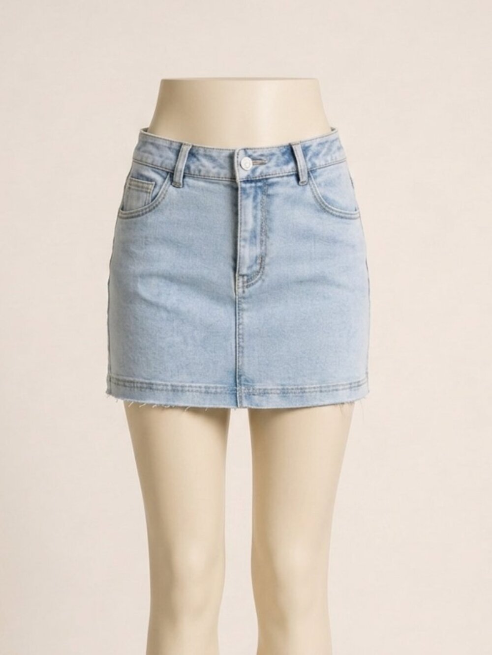 FireSwan Light Blue High-Waisted Denim Skort Stretchy Mini Women's Size M